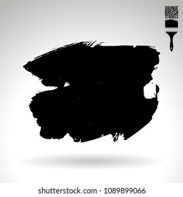 Black brush stroke and texture. Grunge vector abstract hand - painted element. Underline and border design.