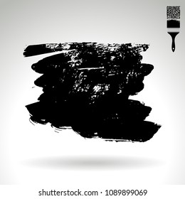 Black brush stroke and texture. Grunge vector abstract hand - painted element. Underline and border design.
