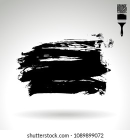 Black brush stroke and texture. Grunge vector abstract hand - painted element. Underline and border design.