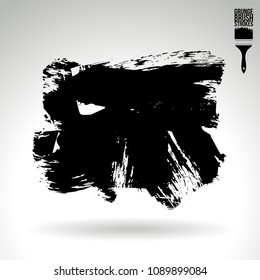 Black brush stroke and texture. Grunge vector abstract hand - painted element. Underline and border design.