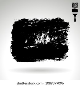 Black brush stroke and texture. Grunge vector abstract hand - painted element. Underline and border design.