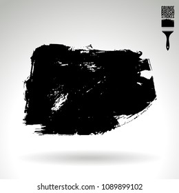 Black brush stroke and texture. Grunge vector abstract hand - painted element. Underline and border design.