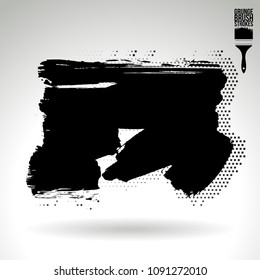 Black brush stroke and texture. Grunge vector abstract hand - painted element. Underline and border design.