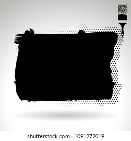 Black brush stroke and texture. Grunge vector abstract hand - painted element. Underline and border design.