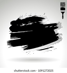 Black brush stroke and texture. Grunge vector abstract hand - painted element. Underline and border design.