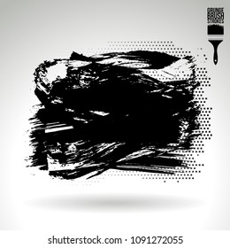 Black brush stroke and texture. Grunge vector abstract hand - painted element. Underline and border design.