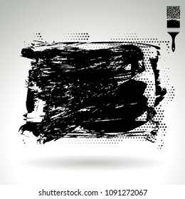 Black brush stroke and texture. Grunge vector abstract hand - painted element. Underline and border design.