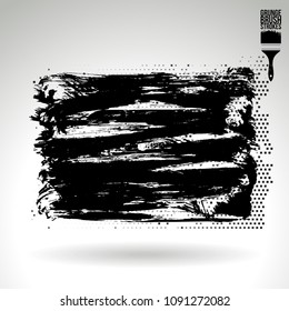 Black brush stroke and texture. Grunge vector abstract hand - painted element. Underline and border design.