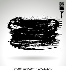 Black brush stroke and texture. Grunge vector abstract hand - painted element. Underline and border design.