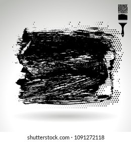Black brush stroke and texture. Grunge vector abstract hand - painted element. Underline and border design.