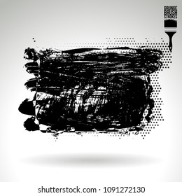 Black brush stroke and texture. Grunge vector abstract hand - painted element. Underline and border design.