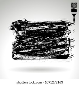 Black brush stroke and texture. Grunge vector abstract hand - painted element. Underline and border design.