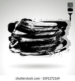 Black brush stroke and texture. Grunge vector abstract hand - painted element. Underline and border design.
