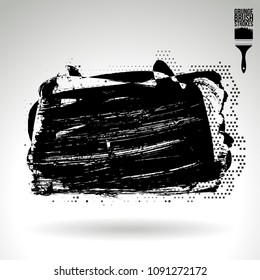 Black brush stroke and texture. Grunge vector abstract hand - painted element. Underline and border design.