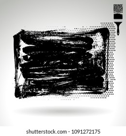 Black brush stroke and texture. Grunge vector abstract hand - painted element. Underline and border design.