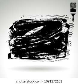 Black brush stroke and texture. Grunge vector abstract hand - painted element. Underline and border design.
