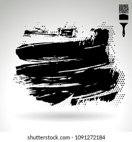 Black brush stroke and texture. Grunge vector abstract hand - painted element. Underline and border design.