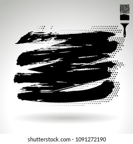 Black brush stroke and texture. Grunge vector abstract hand - painted element. Underline and border design.