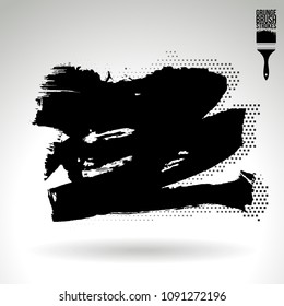 Black brush stroke and texture. Grunge vector abstract hand - painted element. Underline and border design.