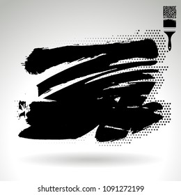 Black brush stroke and texture. Grunge vector abstract hand - painted element. Underline and border design.