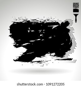 Black brush stroke and texture. Grunge vector abstract hand - painted element. Underline and border design.