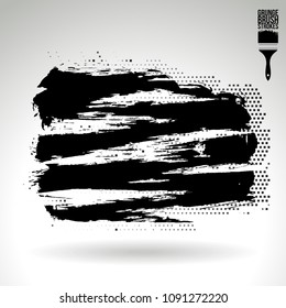 Black brush stroke and texture. Grunge vector abstract hand - painted element. Underline and border design.