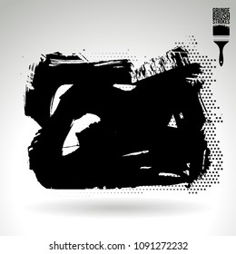 Black brush stroke and texture. Grunge vector abstract hand - painted element. Underline and border design.