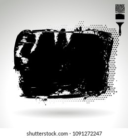 Black brush stroke and texture. Grunge vector abstract hand - painted element. Underline and border design.