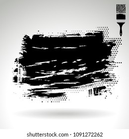 Black brush stroke and texture. Grunge vector abstract hand - painted element. Underline and border design.