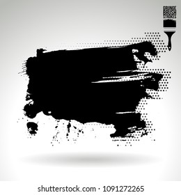 Black brush stroke and texture. Grunge vector abstract hand - painted element. Underline and border design.