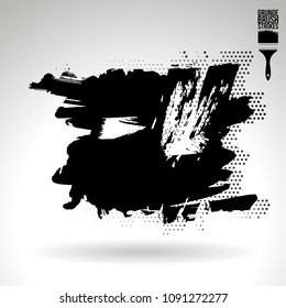 Black brush stroke and texture. Grunge vector abstract hand - painted element. Underline and border design.