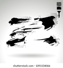 Black brush stroke and texture. Grunge vector abstract hand - painted element. Underline and border design.
