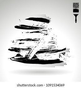 Black brush stroke and texture. Grunge vector abstract hand - painted element. Underline and border design.