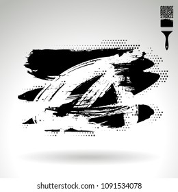 Black brush stroke and texture. Grunge vector abstract hand - painted element. Underline and border design.