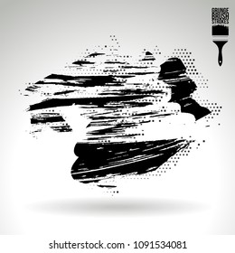 Black brush stroke and texture. Grunge vector abstract hand - painted element. Underline and border design.