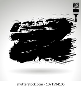Black brush stroke and texture. Grunge vector abstract hand - painted element. Underline and border design.