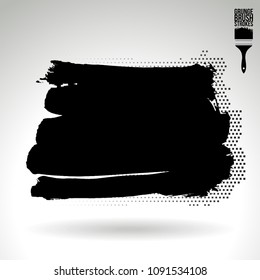 Black brush stroke and texture. Grunge vector abstract hand - painted element. Underline and border design.
