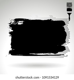 Black brush stroke and texture. Grunge vector abstract hand - painted element. Underline and border design.