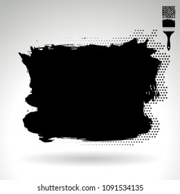 Black brush stroke and texture. Grunge vector abstract hand - painted element. Underline and border design.