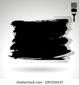 Black brush stroke and texture. Grunge vector abstract hand - painted element. Underline and border design.