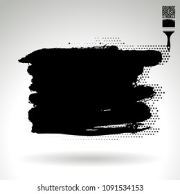 Black brush stroke and texture. Grunge vector abstract hand - painted element. Underline and border design.