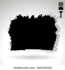 Black brush stroke and texture. Grunge vector abstract hand - painted element. Underline and border design.