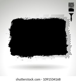 Black brush stroke and texture. Grunge vector abstract hand - painted element. Underline and border design.