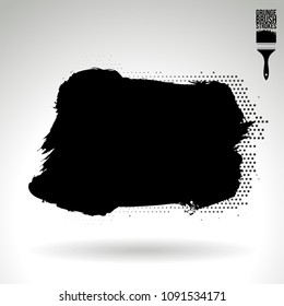 Black brush stroke and texture. Grunge vector abstract hand - painted element. Underline and border design.