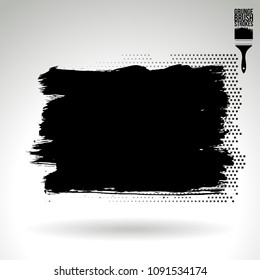 Black brush stroke and texture. Grunge vector abstract hand - painted element. Underline and border design.