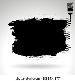 Black brush stroke and texture. Grunge vector abstract hand - painted element. Underline and border design.