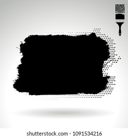 Black brush stroke and texture. Grunge vector abstract hand - painted element. Underline and border design.