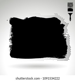 Black brush stroke and texture. Grunge vector abstract hand - painted element. Underline and border design.