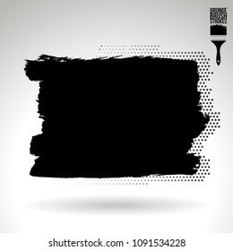 Black brush stroke and texture. Grunge vector abstract hand - painted element. Underline and border design.