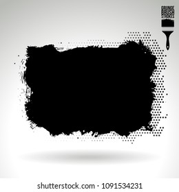 Black brush stroke and texture. Grunge vector abstract hand - painted element. Underline and border design.